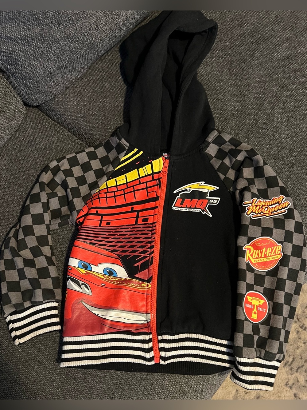 Disney Pixar Cars Lightning McQueen Red & Black zip up Hoodie